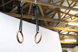 wooden gymnastic rings hanging