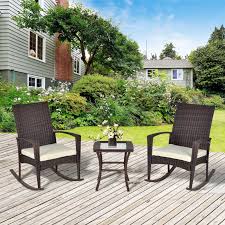 Outsunny 3 Pieces Rocking Chair Table