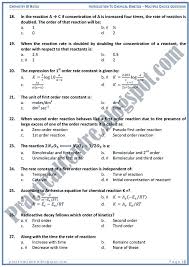 Chemical Kinetics Mcqs Chemistry Xi