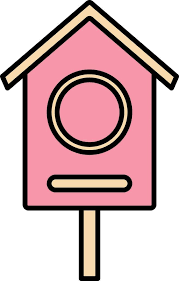Bird House Icon In Pink And White Color