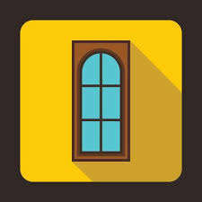 Wooden Door With Glass Icon Simple