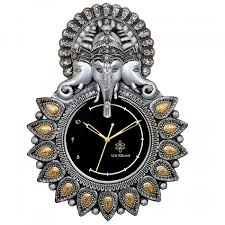 Lord Ganesha Silver Wall Clock