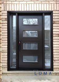 Black Steel Door With Double Sidelites