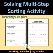 Solving Equations Sorting Activity