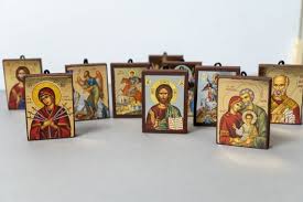 Miniature Wooden Orthodox Icon With The