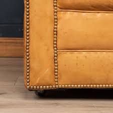 English Leather Chesterfield Sofa With