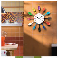 Cutlery Metal Kitchen Wall Clock Spoon