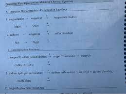 Solved Converting Word Equations Into