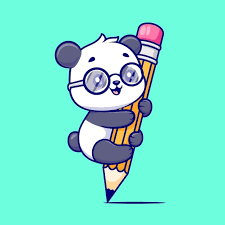Cute Panda Hanging On Pencil Cartoon