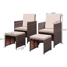 4 Pieces Patio Furniture Space Saving Outdoor Brown Black Wicker Rattan Dining Sofa Chairs