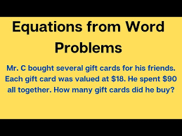 Writing Equations From Word Problems