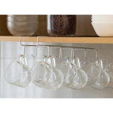 Basicwise Cup Rack Under Shelf Kitchen Utensil Drying Hooks White