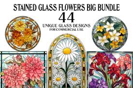 Stained Glass Flowers Clipart Png
