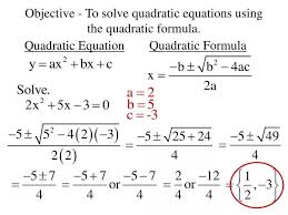 To Solve Quadratic Equations Using The