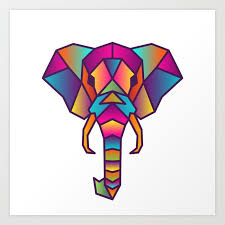 Elephant Geometric Colorful Low Poly