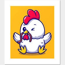 Cute Rooster En Eating Worm