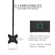 Winado 32 In To 55 In Ceiling Mount 360 Degree Rotatable Tv Wall Mount Bracket For Tv Black