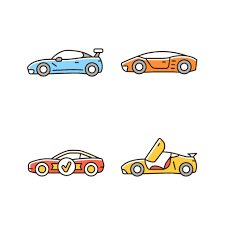 Race Car Models Rgb Color Icons Set