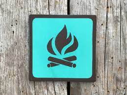 Campfire Icon Sign Handmade Screen