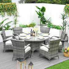 Gray Wicker Patio Dining Furniture