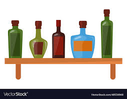 Wooden Shelf Cartoon Drink Vector Image