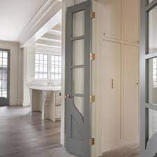 Gray Glass Double Pantry Doors Design Ideas