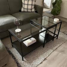 Black Brown Glass Nest Of Tables