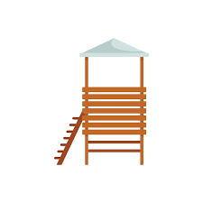 Beach Rescuer Tower Icon Flat Vector