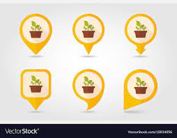 Plant In Pot Flat Pin Map Icon Garden