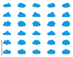 Cloud Vector Icon Set Blue Color On