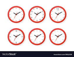 Flat Red Wall Office Clock Icon Set