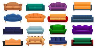 Room Sofa Icon Set Cartoon Style