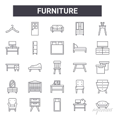 Furniture Outline Icon Set Includes
