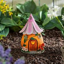 Evergreen Led Fairy House With Purple Fl Roof Multi Color