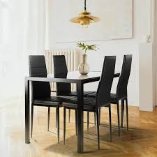 Rectangle Glass Top Black Dining Table