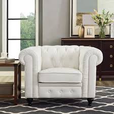 White Chesterfield Single Sofa Chair