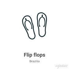 Flip Flops Outline Vector Icon Thin