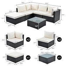 6 Piece Wicker Outdoor Corner Couch Set