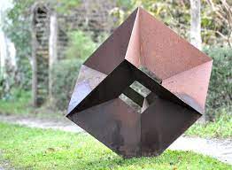 Cubic Corten Sculpture For Garden