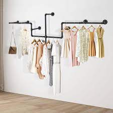 Black Iron Wall Mounted Clothes Rack 85 83 In W X 30 71 In H