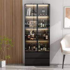 Black Wooden Accent Storage Cabinet