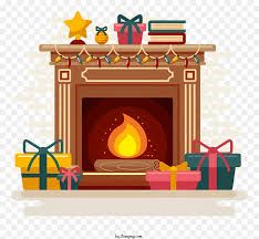 Dimly Lit Fireplace With Presents