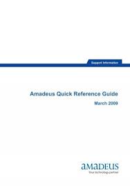 Amadeus Quick Reference Guide March 2009