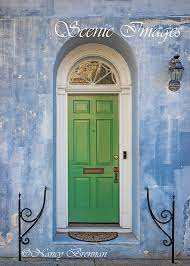 Green Door On Blue House Charleston
