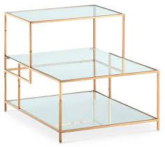 Muse Rose Gold 3 Tier Glass Side Table