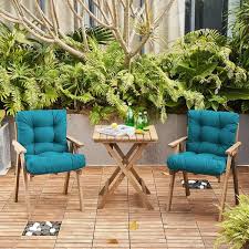 Outdoor Cushions Dinning Chair Cushions With Back Wicker Tufted Pillow For Patio Furniture In Peacock