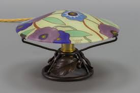 Art Deco Enameled Glass Table Lamp By