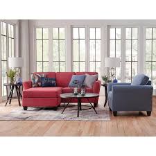 American Furniture Classics Transitional Flared Arm Red Cuddler Chaise Sectional With Four Throw Pillows