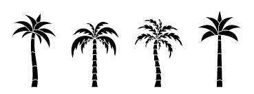 Icon Set Of Palm Trees In Black And