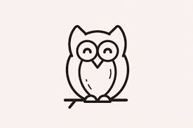 Owl On Branch Outline Icon Graphic By